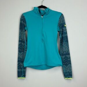 NIKE Pro Dri Fit Half Zip Running Top Thumb Holes Womens Size Small